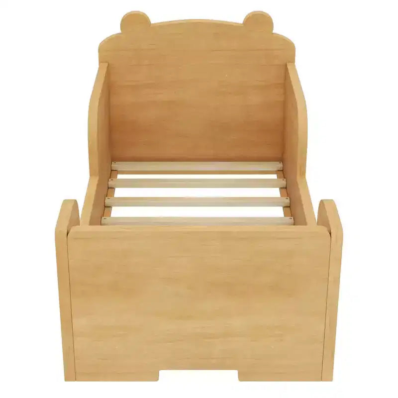 Lit au sol en forme d’ours Okak pour enfants de 3 à 6 ans, cadre de lit pour tout-petit avec barrière de sécurité, joli lit pour enfants en forme d’animal