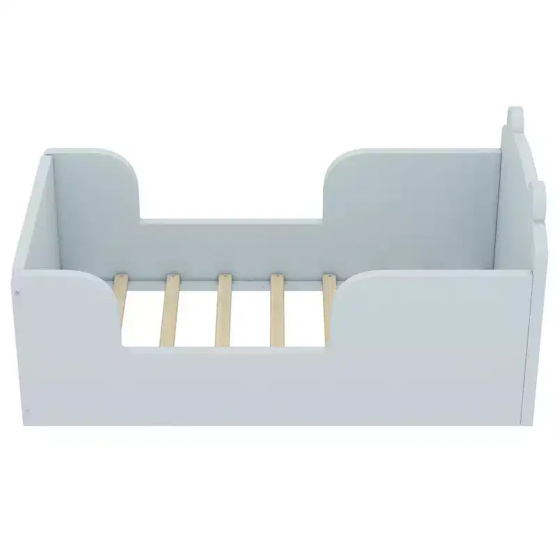 Lit au sol en forme d’ours Okak pour enfants de 3 à 6 ans, cadre de lit pour tout-petit avec barrière de sécurité, joli lit pour enfants en forme d’animal