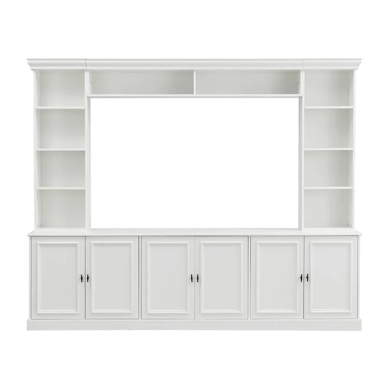 4-piece entertainment center wall unit set with bridge for TVs up to 70, TV stand W/adjustable shelves, large media console