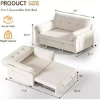 Divano letto trasformabile 3-in-1 Dyonery, divano letto estraibile con tasca laterale e schienale regolabile, montaggio senza attrezzi, divanetto pieghevole