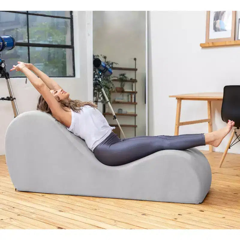 Elegantní lenoška Avana na jógu - vyrobeno v USA - skvělá na protahování, relaxaci, cvičení a další aktivity, 60D x 18W x 26H palců, světle šedá