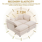 Zweisitzer-Sofa mit 2 Sitzkissen, 2 Kissen und 2 Hockern, bequemes Sofa – tiefes Wohnzimmer-Sofa, modulares Sofa