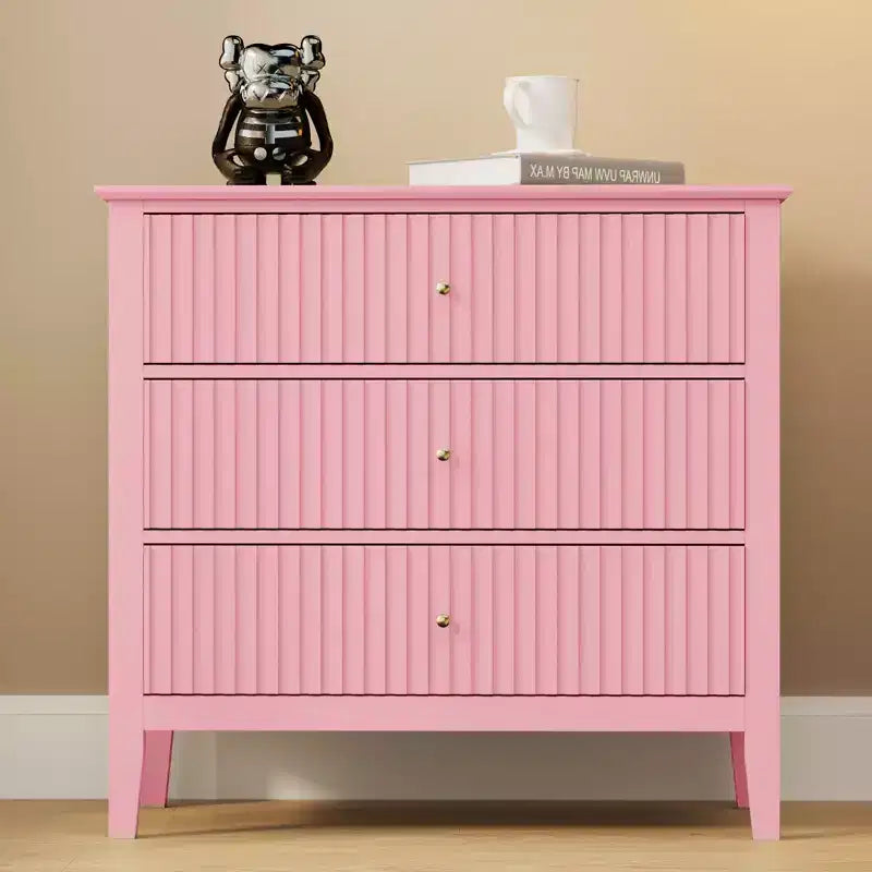 Comò Heynemo a 3 cassetti, comodino in legno verniciato alto 30 pollici con contenitore, ampia cassettiera moderna con guide a sfere