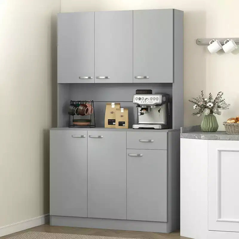 71 Küchenschrank, hoher Aufbewahrungsschrank mit Mikrowellenablage, moderner Küchenbuffetschrank, 3 verstellbare Regalböden für Wohnzimmer und Esszimmer