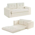 Canapé-lit futon convertible 2-en-1 Mjkone de 71 po, canapé deux places convertible pliable en tissu côtelé avec boutons capitonnés, gain de place
