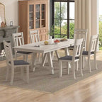VECELO eetkamerstoelen van massief hout met zitting van linnenstof, set van 2/4/6 eetkamerstoelen