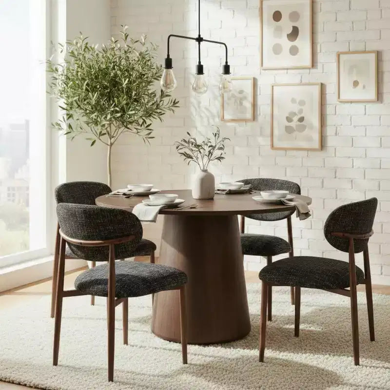 Conjunto de 4 cadeiras de jantar modernas estofadas com encosto curvo, cadeiras laterais sem braços com estrutura de ferro para sala de jantar e cozinha - Panipeachy