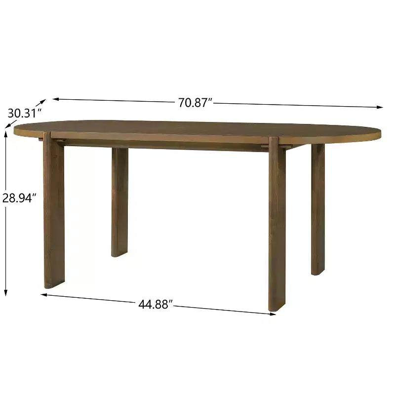 Set da pranzo ovale da 7 pezzi per 6 persone, grande tavolo da cucina familiare da 71", con 6 sedie da pranzo imbottite, noce - Christopher Knight Home