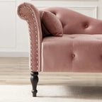 Moderne chaise longue van 60,6 inch met fluwelen bekleding, gecapitonneerde knopen, massief houten poten en sierspijkers