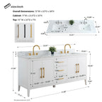 Mobile bagno Vanity Art 72 con doppio lavabo e piano in marmo composito