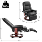 Fauteuil inclinable HomCom en similicuir, réglable, à base pivotante et commande manuelle, avec repose-pieds confortable et relaxant