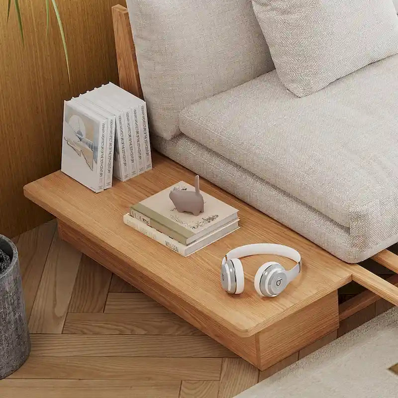 JASIWAY nowoczesna sofa z litego drewna tapicerowana bawełną i lnem