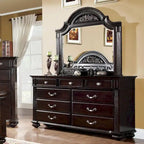 Vame traditionelles 2-teiliges Set aus Kommode mit 9 Schubladen und Spiegel von Furniture of America