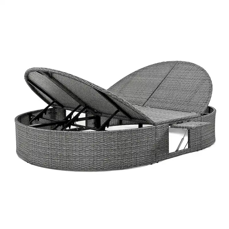 Letto prendisole da esterno per patio, daybed per 2 persone con cuscini e guanciali