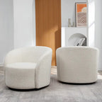 KINWELL 34 Wide Upholstered Swivel Accent Barrel Chair (Set of 2)