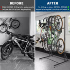 Suporte de arrumação autónomo para 5 bicicletas, com capacidade robusta de 300 Lbs, organizador resistente para guardar bicicletas de forma segura e estável em jardins dianteiros e traseiros
