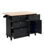 Ensemble îlot de cuisine TOPMAX avec rallonge rabattable et 2 places assises, ensemble table à manger avec étagère réglable, tiroirs et porte-serviettes