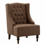 Poltrona Wingback con struttura in legno massello, poltrona Mid-Century Modern, poltrona accent con schienale extra spesso