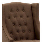 Poltrona Wingback con struttura in legno massello, poltrona Mid-Century Modern, poltrona accent con schienale extra spesso