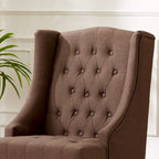 Poltrona Wingback con struttura in legno massello, poltrona Mid-Century Modern, poltrona accent con schienale extra spesso