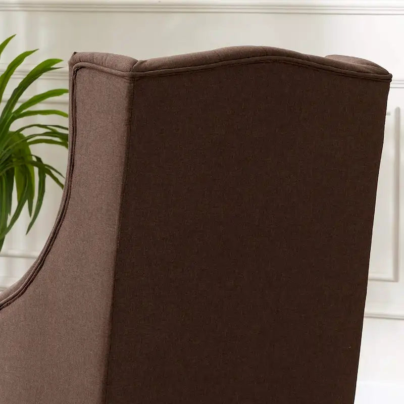 Poltrona Wingback con struttura in legno massello, poltrona Mid-Century Modern, poltrona accent con schienale extra spesso