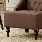 Poltrona Wingback con struttura in legno massello, poltrona Mid-Century Modern, poltrona accent con schienale extra spesso