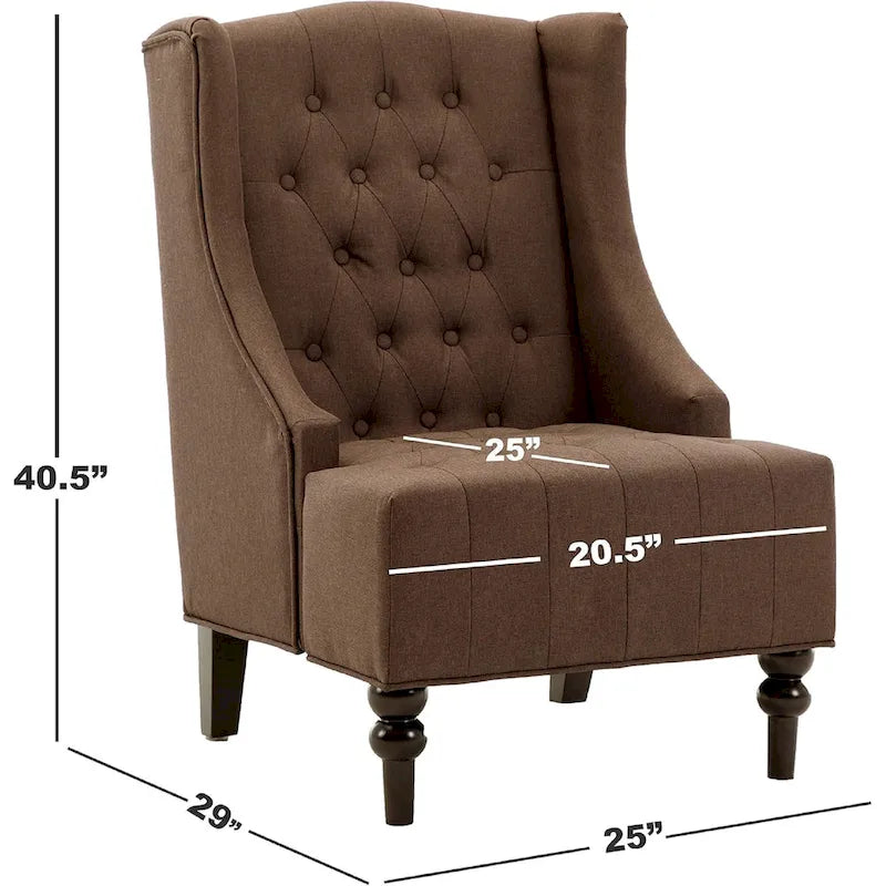 Poltrona Wingback con struttura in legno massello, poltrona Mid-Century Modern, poltrona accent con schienale extra spesso