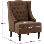 Poltrona Wingback con struttura in legno massello, poltrona Mid-Century Modern, poltrona accent con schienale extra spesso