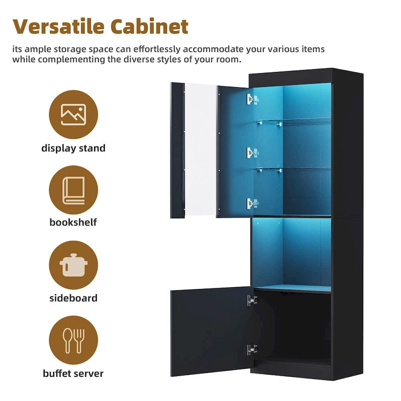 Mobile TV con caminetto elettrico non riscaldante da 34,2", Centro di intrattenimento con luce LED, Ripiani in vetro temperato per TV fino a 75"