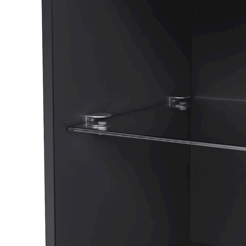 Mobile TV con caminetto elettrico non riscaldante da 34,2", Centro di intrattenimento con luce LED, Ripiani in vetro temperato per TV fino a 75"