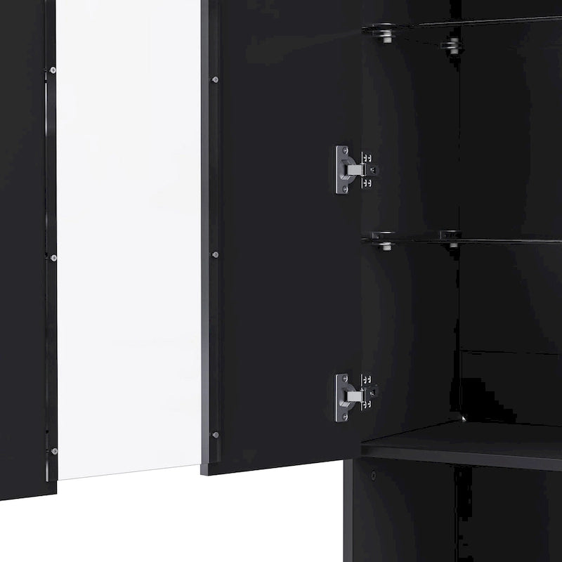Mobile TV con caminetto elettrico non riscaldante da 34,2", Centro di intrattenimento con luce LED, Ripiani in vetro temperato per TV fino a 75"