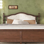 Letto matrimoniale con testiera imbottita e contenitore a scomparsa