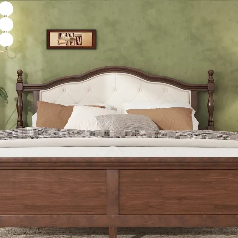 Letto matrimoniale con testiera imbottita e contenitore a scomparsa
