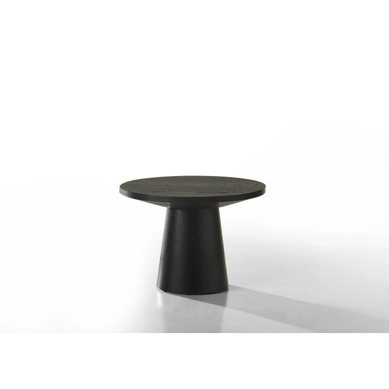  Black 22W Round End Table with Pedestal Base