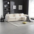 Divano Sezionale Angolare a 4 Posti Beige 112.2 in Tessuto Bouclé Moderno con Cuscini Sfoderabili e Braccioli Staccabili