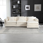 Divano Sezionale Angolare a 4 Posti Beige 112.2 in Tessuto Bouclé Moderno con Cuscini Sfoderabili e Braccioli Staccabili