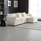 Divano Sezionale Angolare a 4 Posti Beige 112.2 in Tessuto Bouclé Moderno con Cuscini Sfoderabili e Braccioli Staccabili