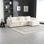 Divano Sezionale Angolare a 4 Posti Beige 112.2 in Tessuto Bouclé Moderno con Cuscini Sfoderabili e Braccioli Staccabili