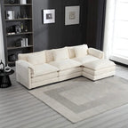 Divano Sezionale Angolare a 4 Posti Beige 112.2 in Tessuto Bouclé Moderno con Cuscini Sfoderabili e Braccioli Staccabili
