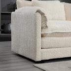 Divano Sezionale Angolare a 4 Posti Beige 112.2 in Tessuto Bouclé Moderno con Cuscini Sfoderabili e Braccioli Staccabili