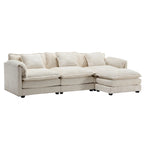 Divano Sezionale Angolare a 4 Posti Beige 112.2 in Tessuto Bouclé Moderno con Cuscini Sfoderabili e Braccioli Staccabili