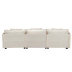 Divano Sezionale Angolare a 4 Posti Beige 112.2 in Tessuto Bouclé Moderno con Cuscini Sfoderabili e Braccioli Staccabili