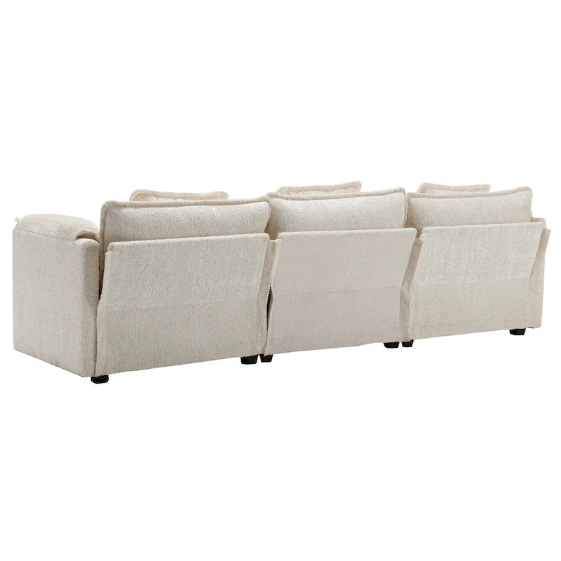 Divano Sezionale Angolare a 4 Posti Beige 112.2 in Tessuto Bouclé Moderno con Cuscini Sfoderabili e Braccioli Staccabili
