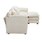 Divano Sezionale Angolare a 4 Posti Beige 112.2 in Tessuto Bouclé Moderno con Cuscini Sfoderabili e Braccioli Staccabili