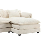 Divano Sezionale Angolare a 4 Posti Beige 112.2 in Tessuto Bouclé Moderno con Cuscini Sfoderabili e Braccioli Staccabili