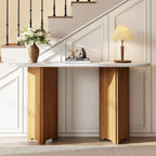 Consolle da 53,9" con piano in finto marmo e base in legno