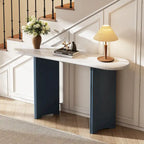 Consolle da 53,9" con piano in finto marmo e base in legno