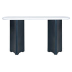 Consolle da 53,9" con piano in finto marmo e base in legno
