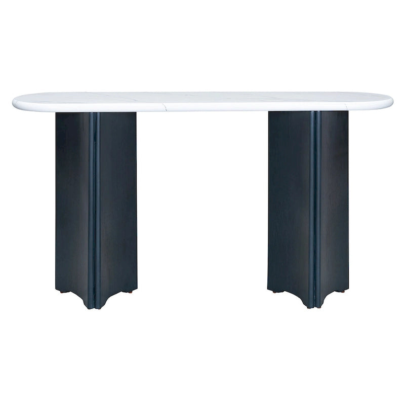 Consolle da 53,9" con piano in finto marmo e base in legno