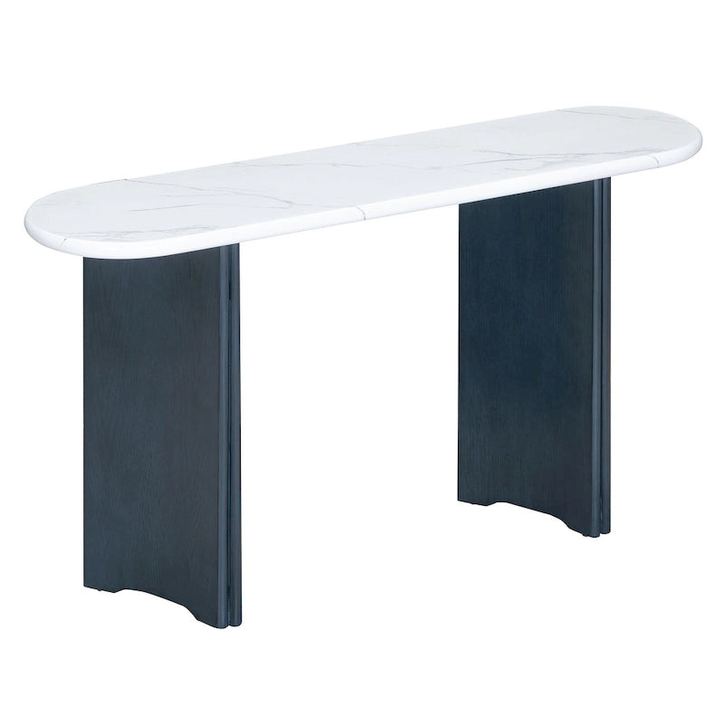 Consolle da 53,9" con piano in finto marmo e base in legno